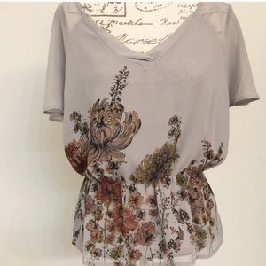 BOGO 💥 Lauren Conrad Peplum Blouse w/Floral Print